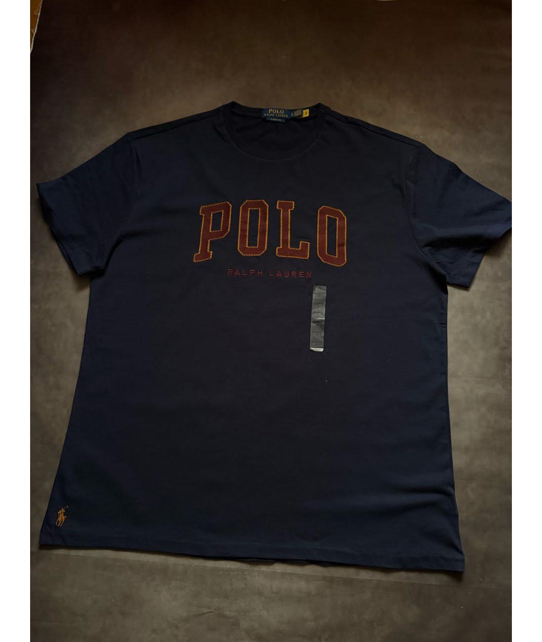 POLO RALPH LAUREN Темно-синяя хлопковая футболка, фото 2