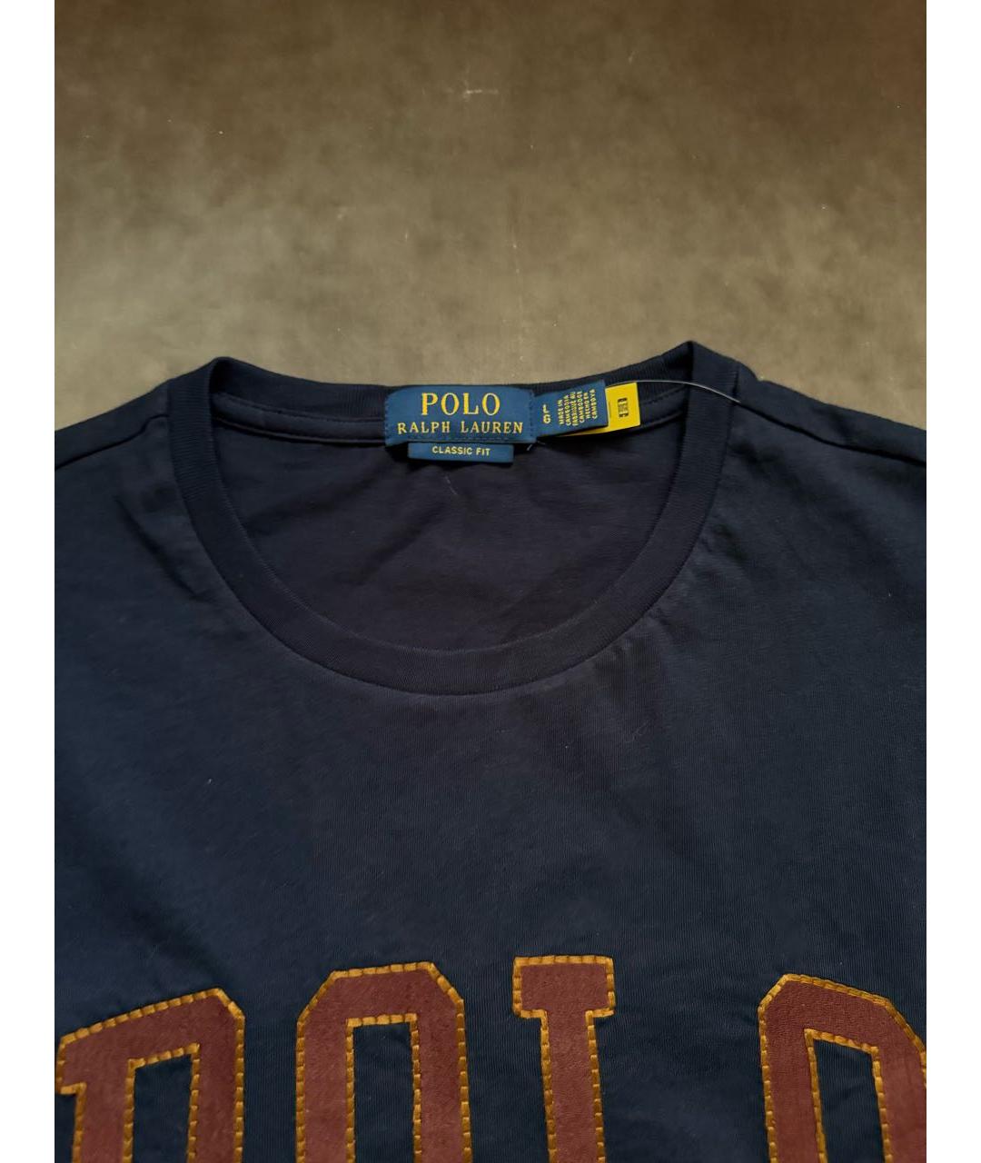 POLO RALPH LAUREN Темно-синяя хлопковая футболка, фото 3