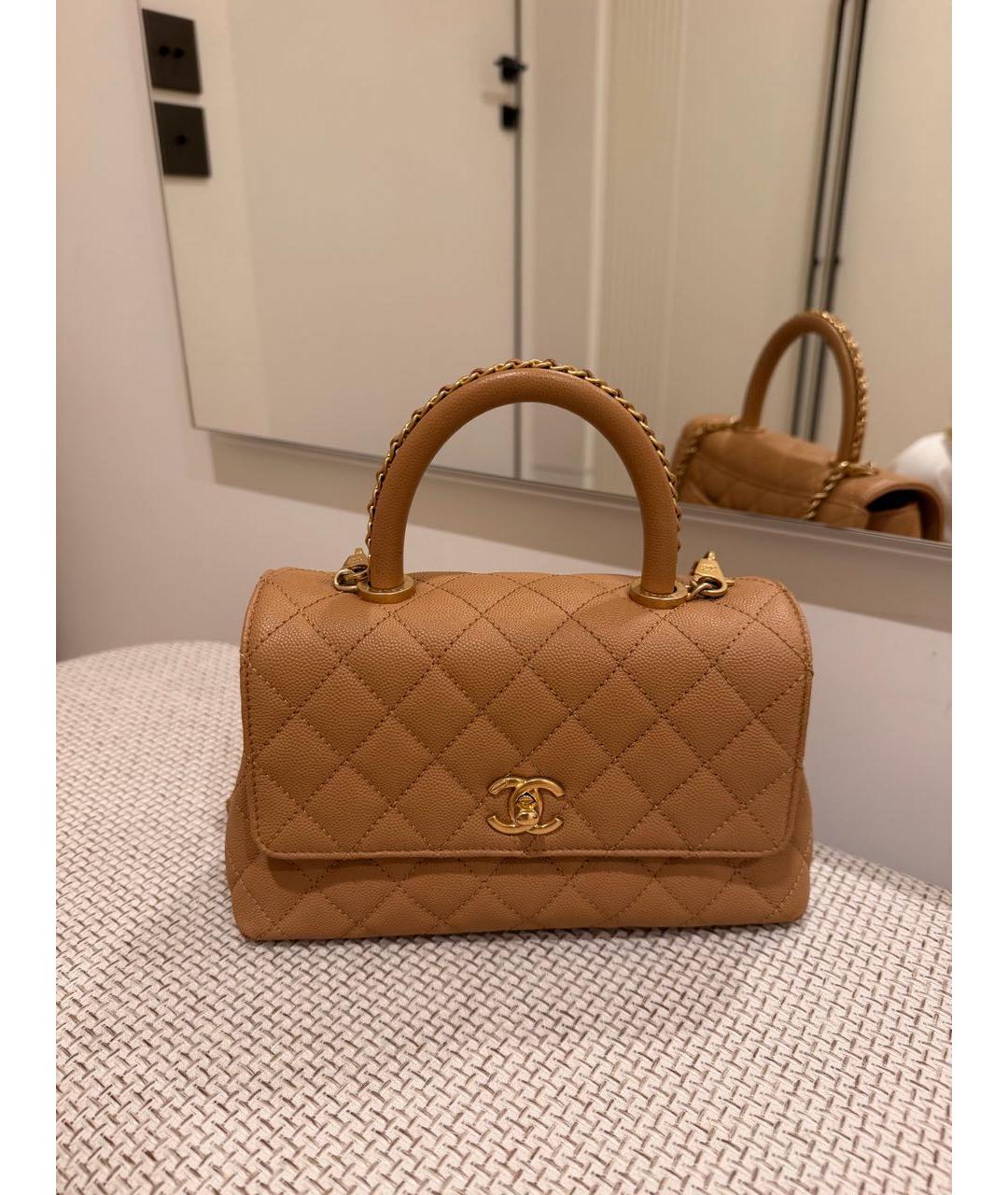 CHANEL Бежевая кожаная сумка через плечо, фото 7