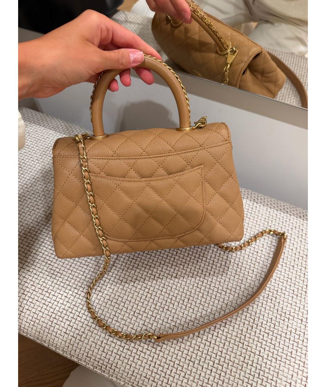 CHANEL Бежевая кожаная сумка через плечо, фото 2