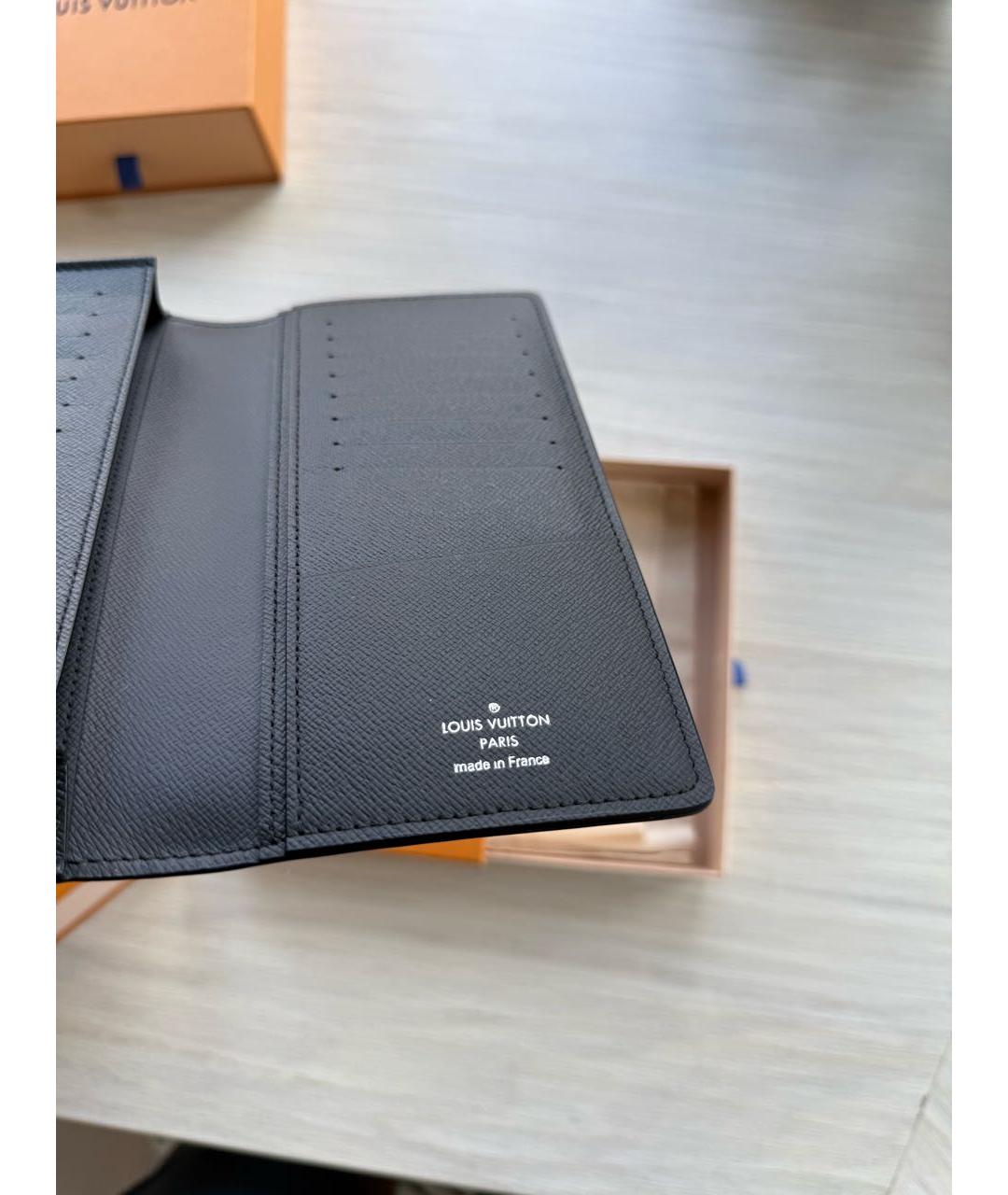 LOUIS VUITTON Черный кожаный кошелек, фото 6