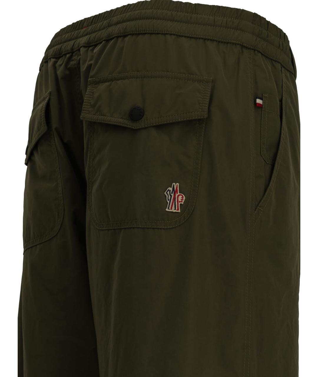 MONCLER GRENOBLE Зеленые полиэстеровые повседневные брюки, фото 3