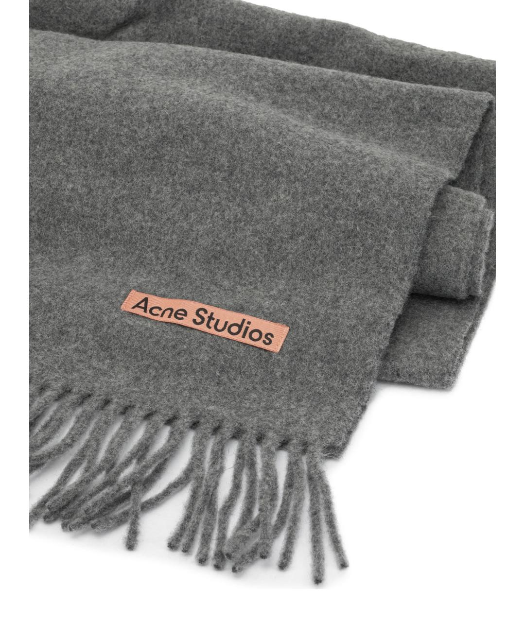 ACNE STUDIOS Серый шерстяной шарф, фото 2