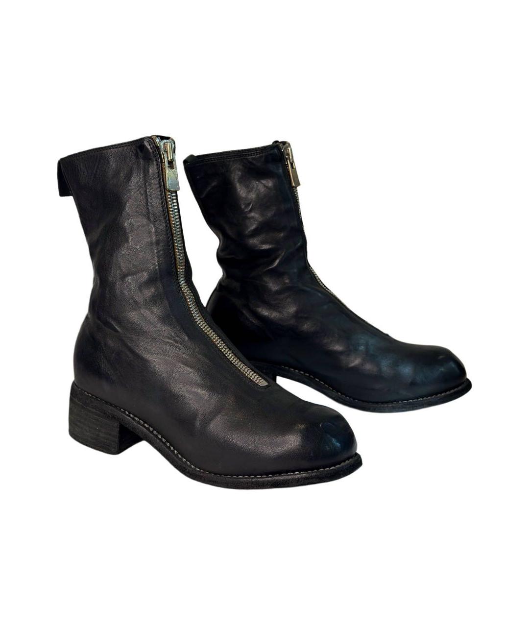 GUIDI Черные кожаные ботильоны, фото 3