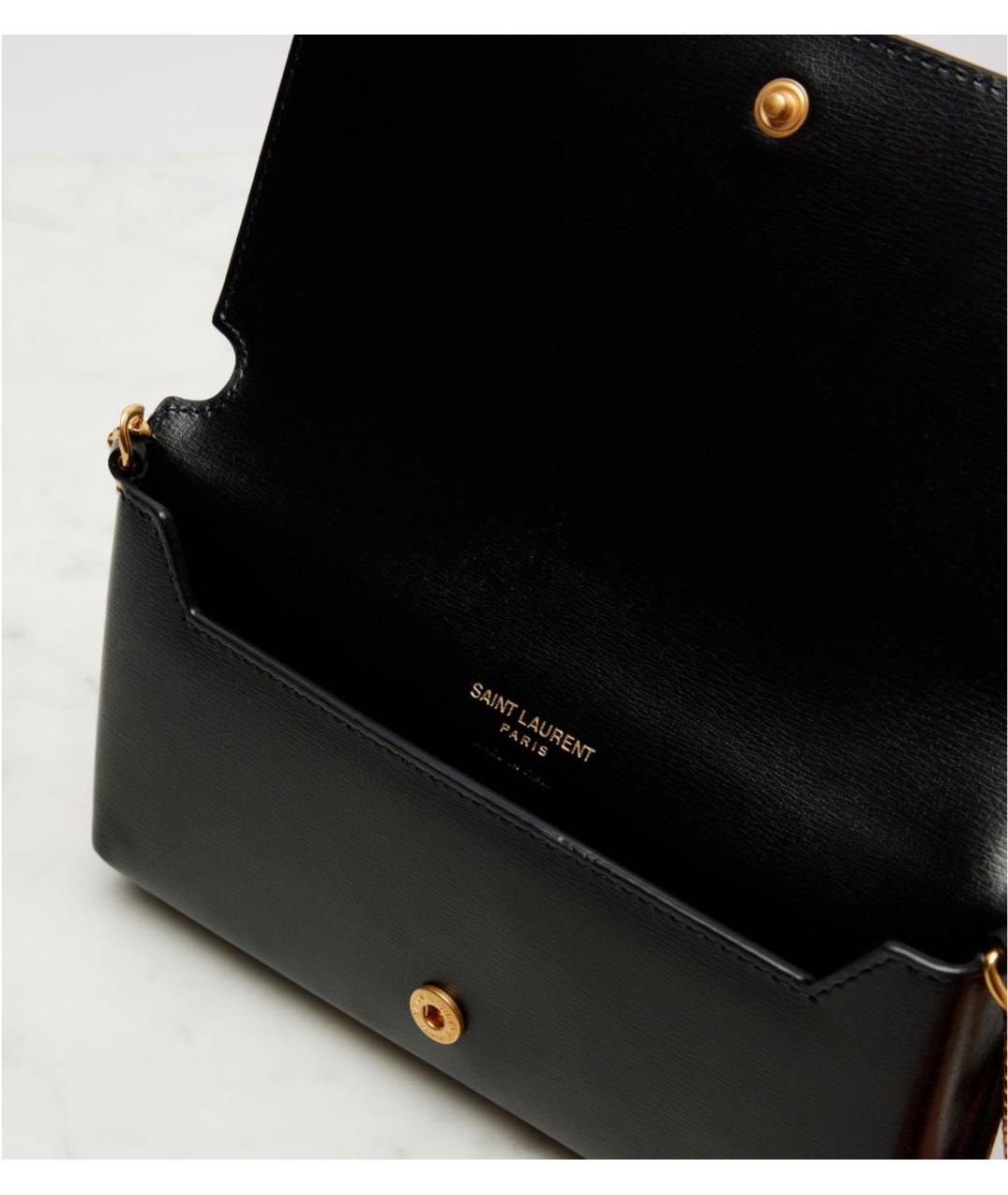 SAINT LAURENT Черная кожаная сумка через плечо, фото 3