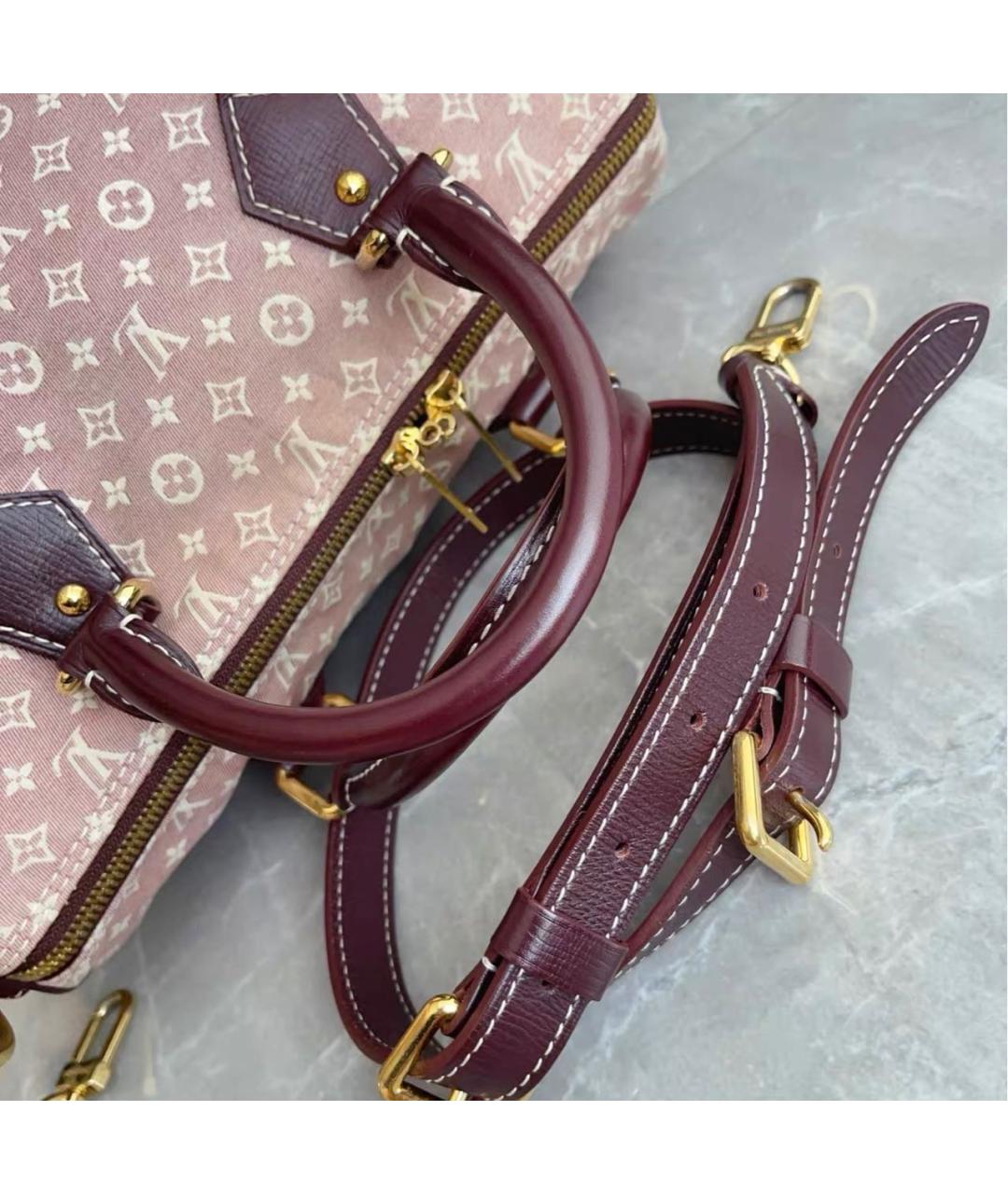 LOUIS VUITTON Бордовая тканевая сумка тоут, фото 5