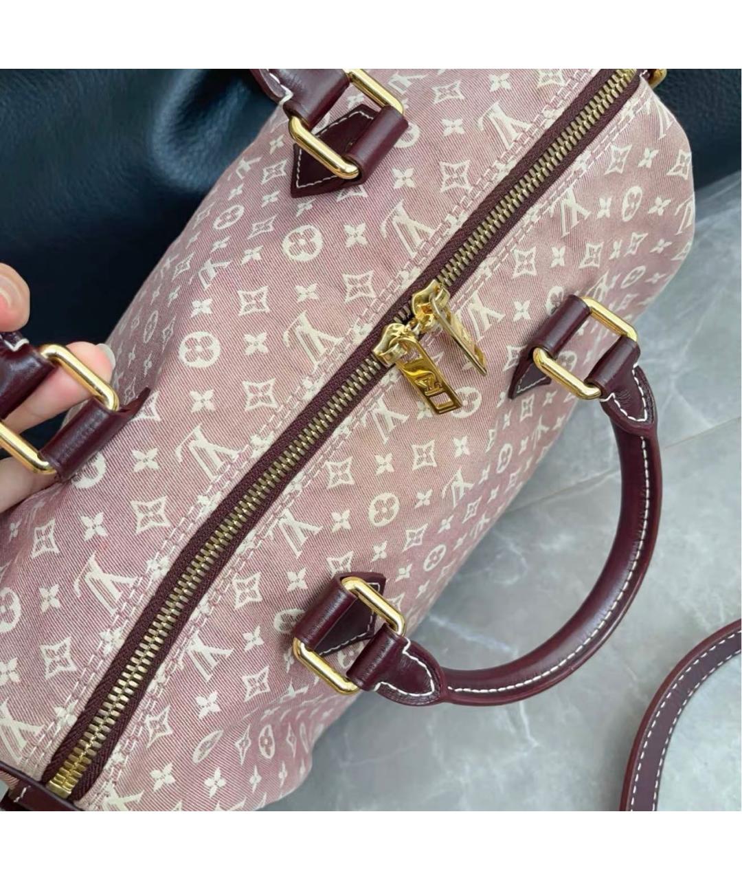 LOUIS VUITTON Бордовая тканевая сумка тоут, фото 7
