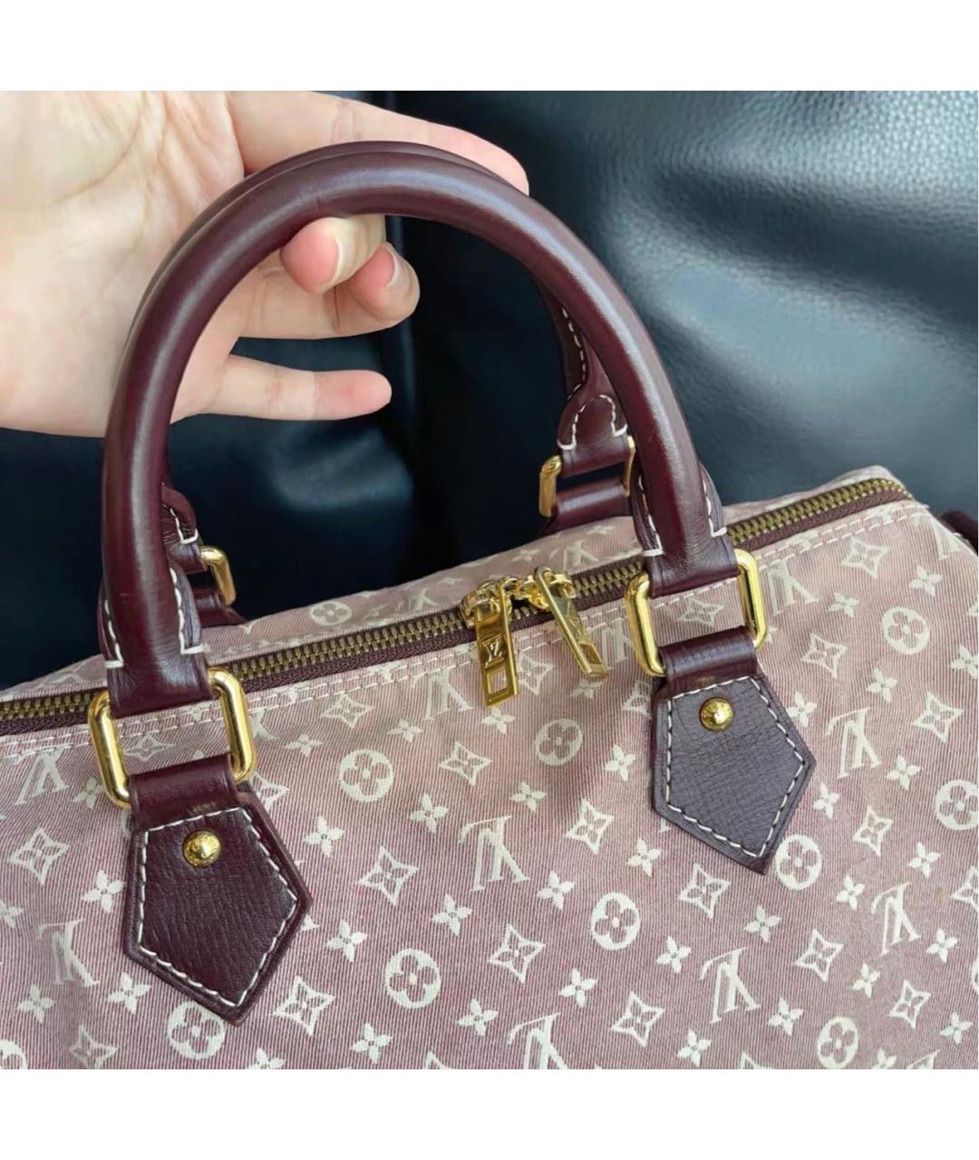 LOUIS VUITTON Бордовая тканевая сумка тоут, фото 2