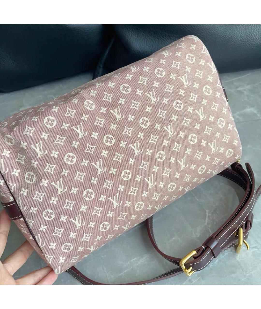LOUIS VUITTON Бордовая тканевая сумка тоут, фото 4