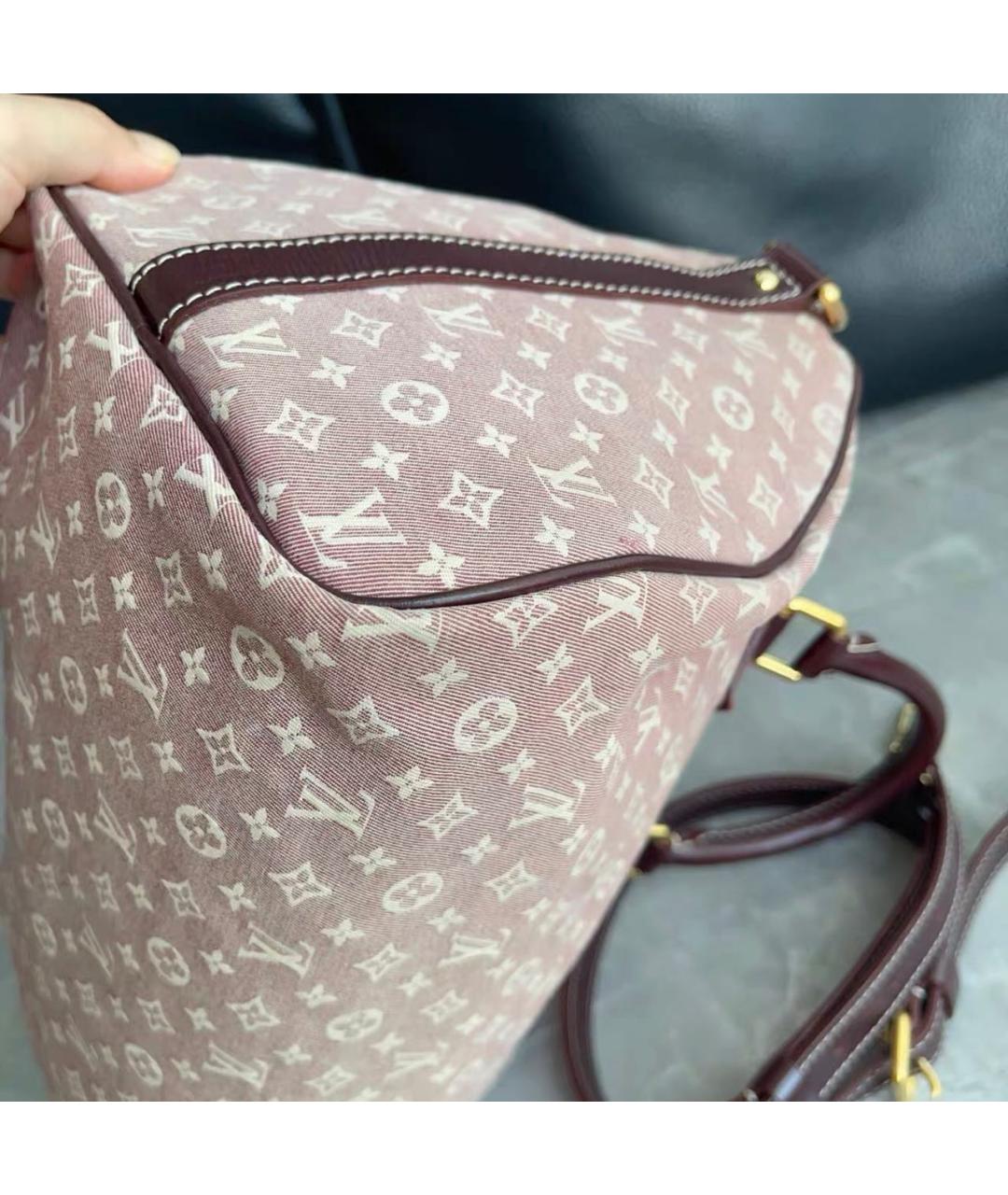 LOUIS VUITTON Бордовая тканевая сумка тоут, фото 8