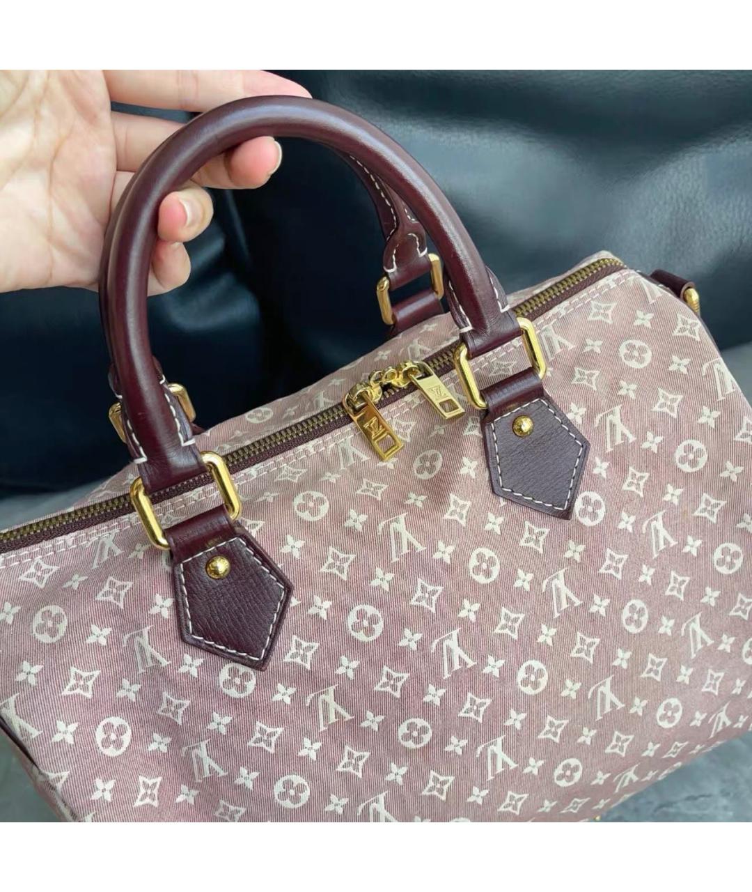 LOUIS VUITTON Бордовая тканевая сумка тоут, фото 3