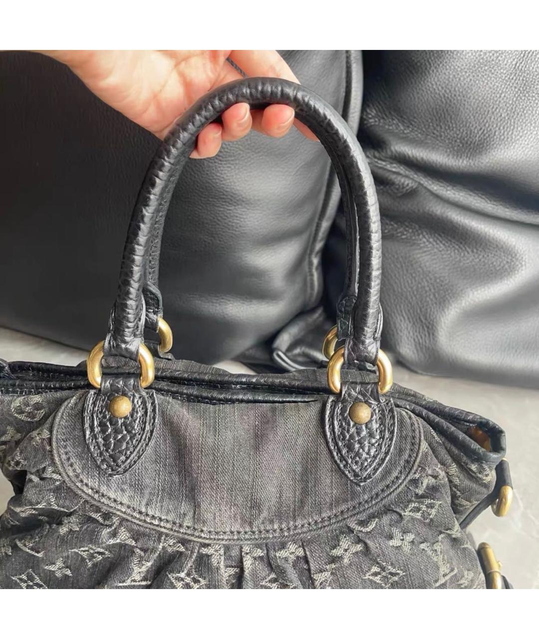 LOUIS VUITTON Черная кожаная сумка тоут, фото 3