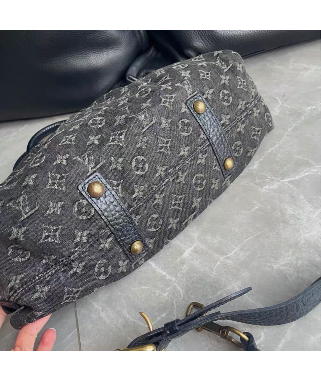 LOUIS VUITTON Черная кожаная сумка тоут, фото 4