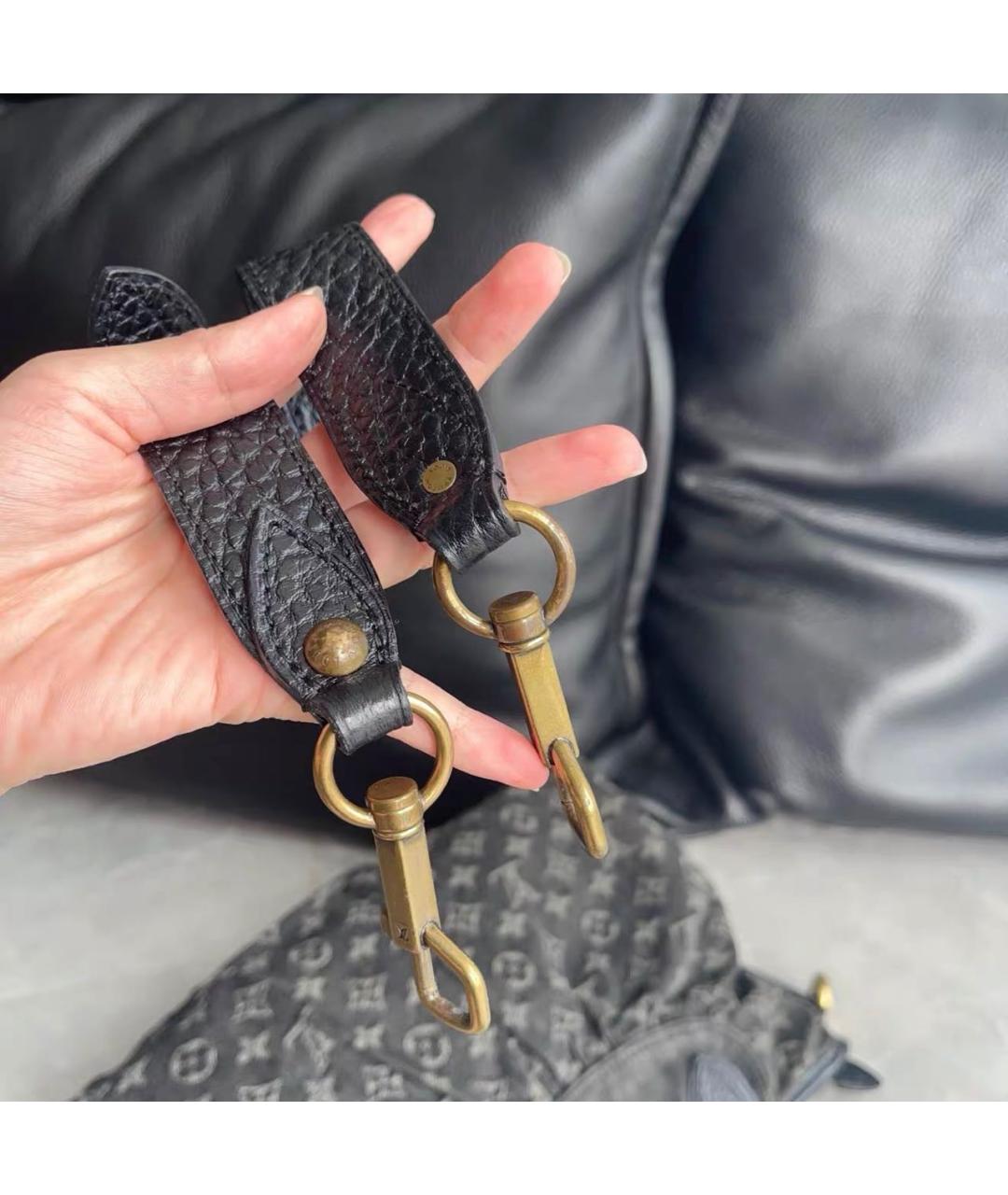 LOUIS VUITTON Черная кожаная сумка тоут, фото 6