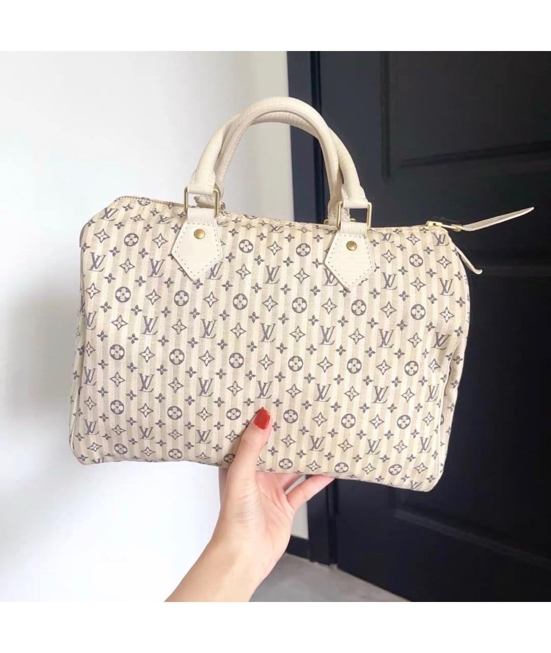 LOUIS VUITTON Белая кожаная сумка с короткими ручками, фото 9