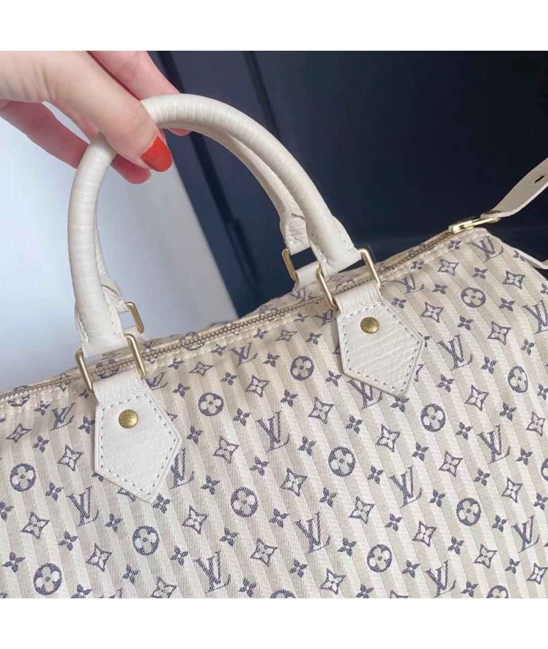 LOUIS VUITTON Белая кожаная сумка с короткими ручками, фото 3