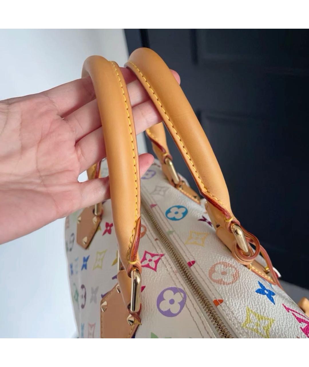 LOUIS VUITTON Белая кожаная сумка с короткими ручками, фото 3