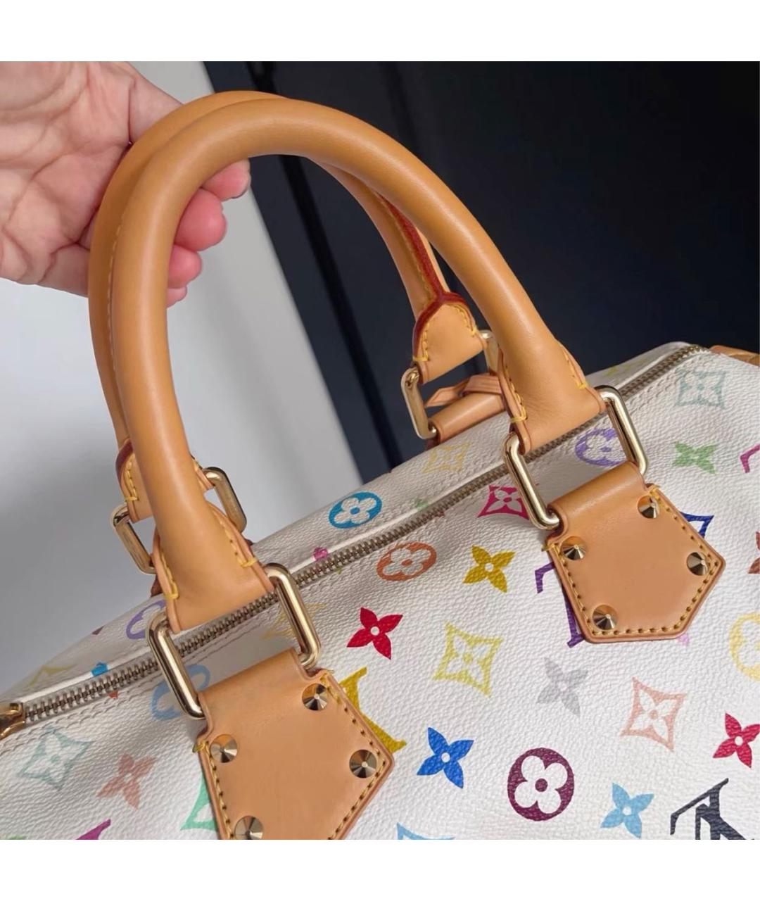 LOUIS VUITTON Белая кожаная сумка с короткими ручками, фото 4