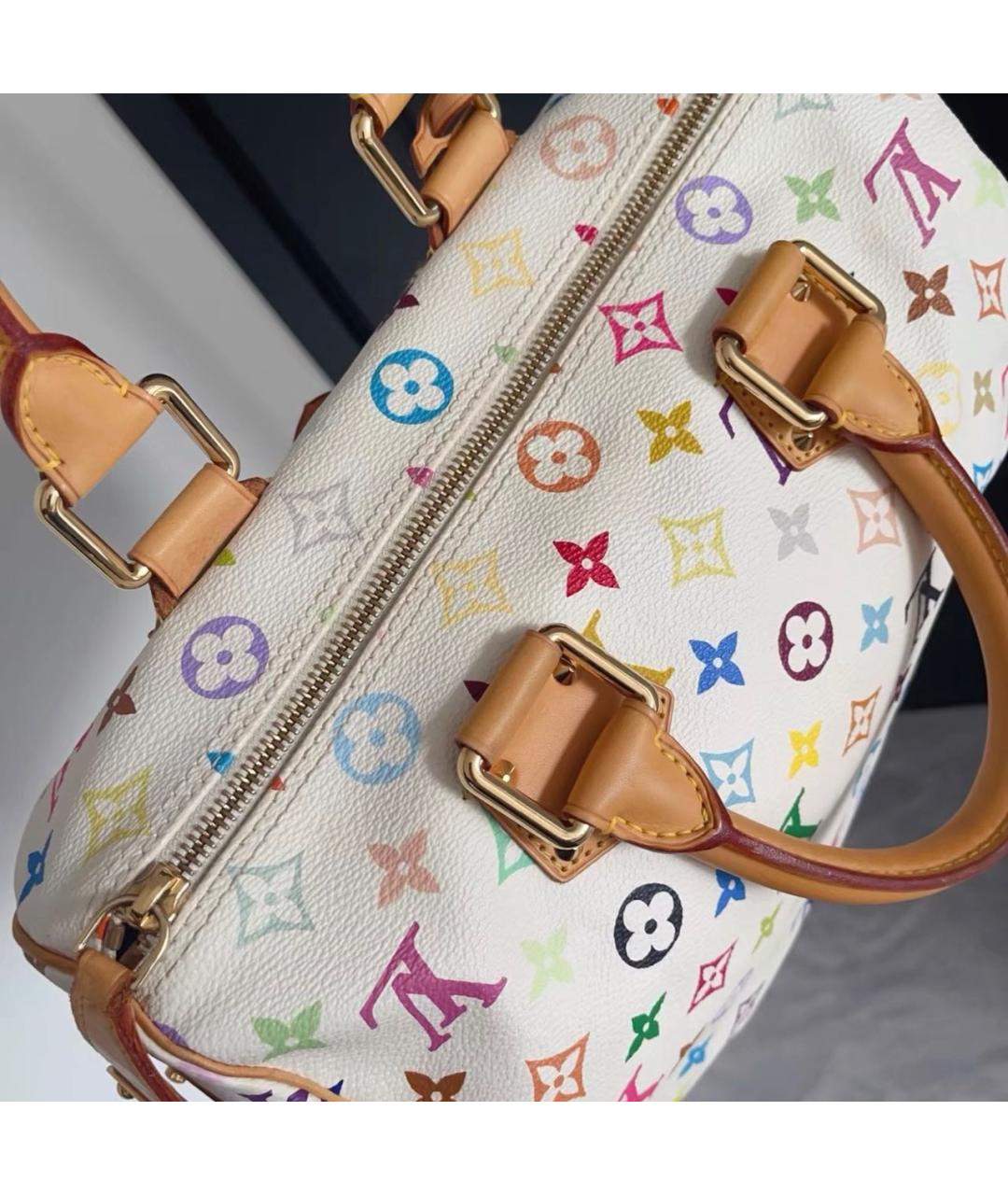 LOUIS VUITTON Белая кожаная сумка с короткими ручками, фото 7