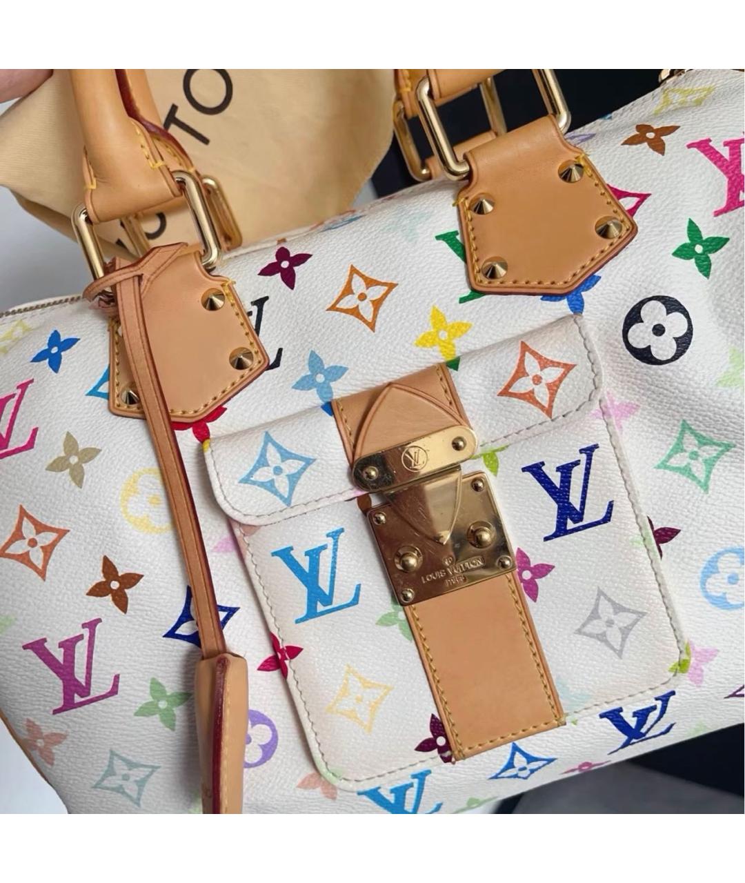 LOUIS VUITTON Белая кожаная сумка с короткими ручками, фото 2