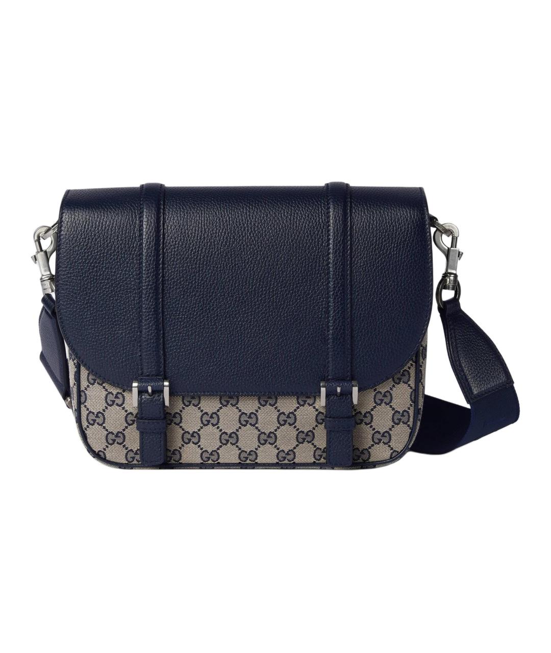GUCCI Темно-синяя сумка на плечо из канвы, фото 1