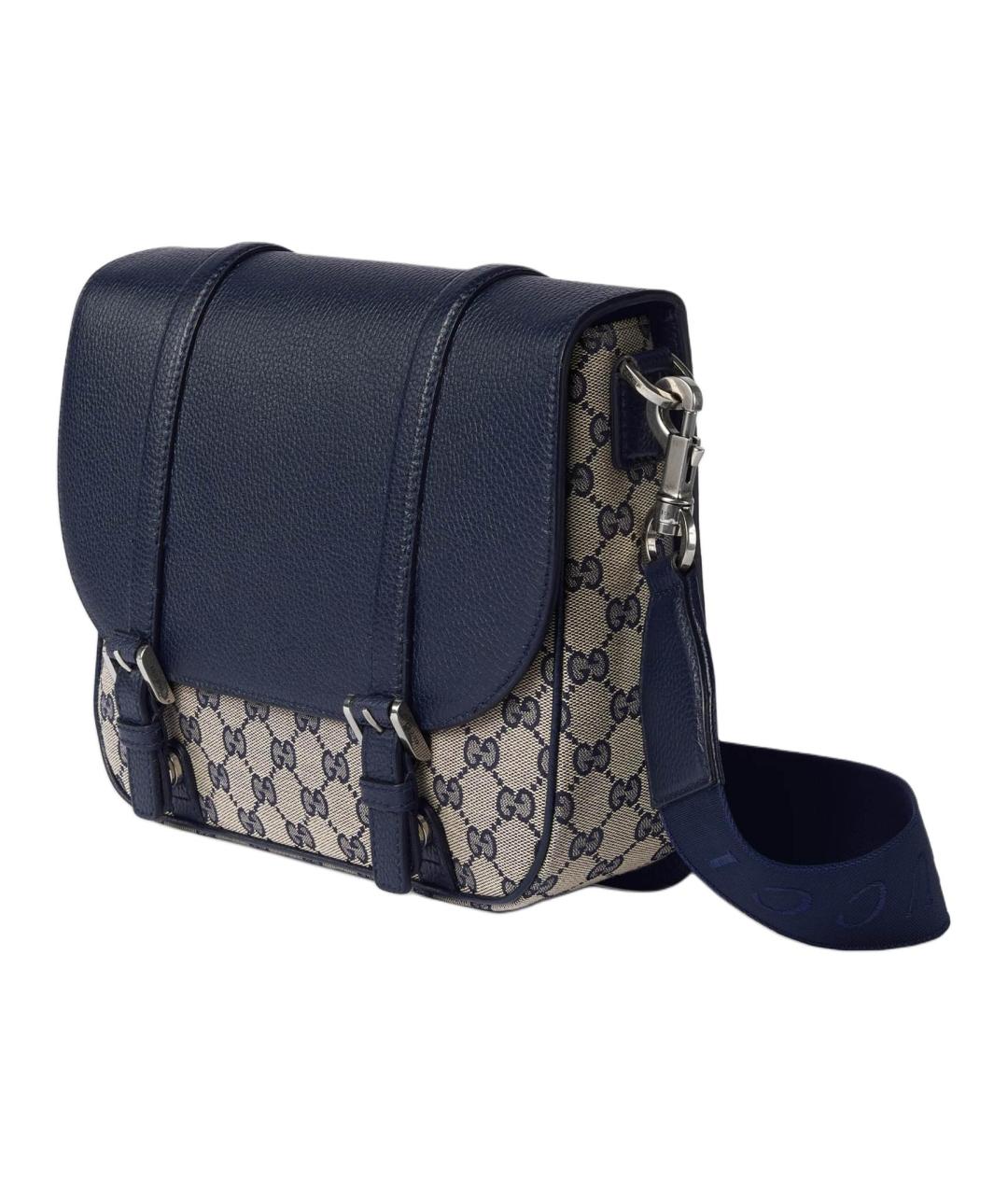 GUCCI Темно-синяя сумка на плечо из канвы, фото 2