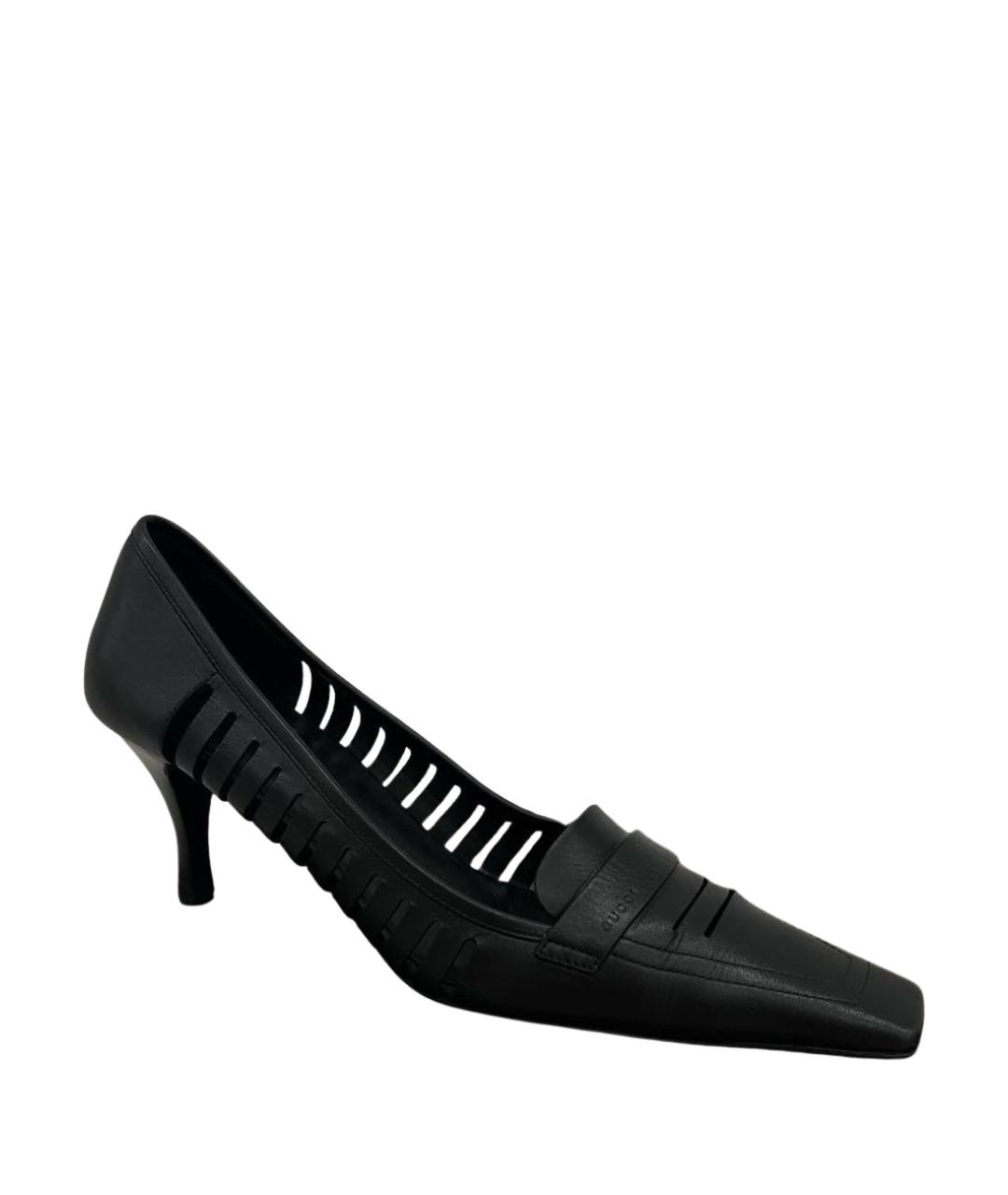 GUCCI Черные кожаные туфли, фото 1