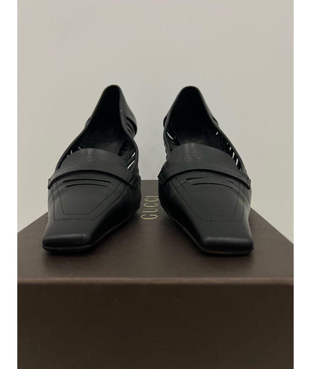 GUCCI Черные кожаные туфли, фото 6