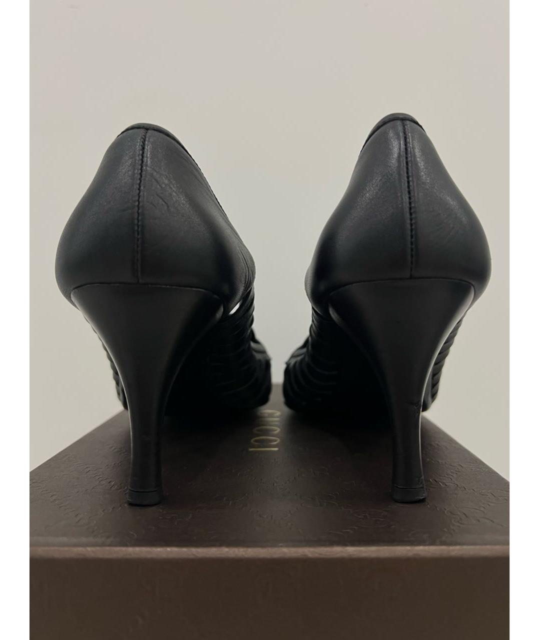 GUCCI Черные кожаные туфли, фото 5
