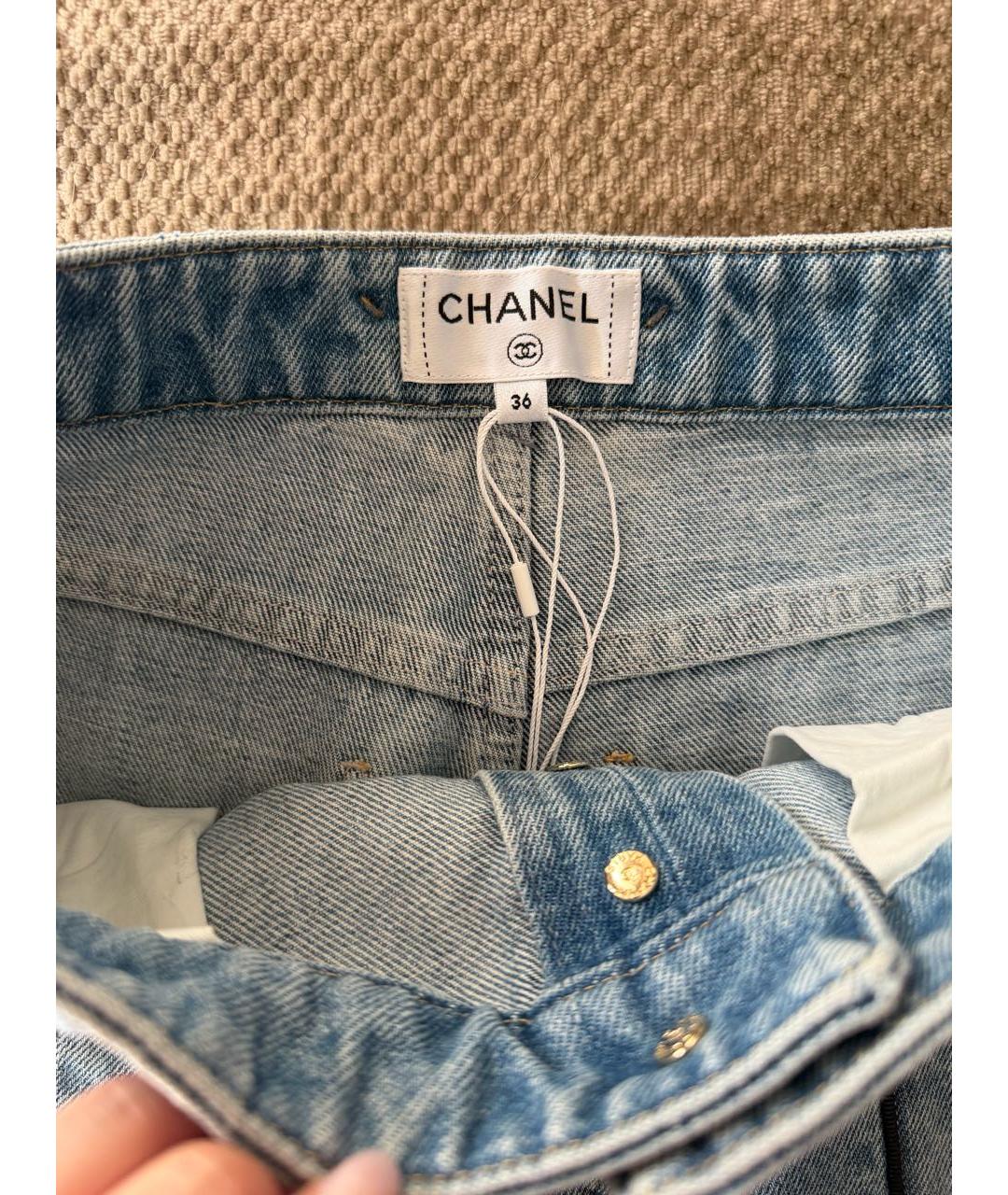 CHANEL Голубые прямые джинсы, фото 3