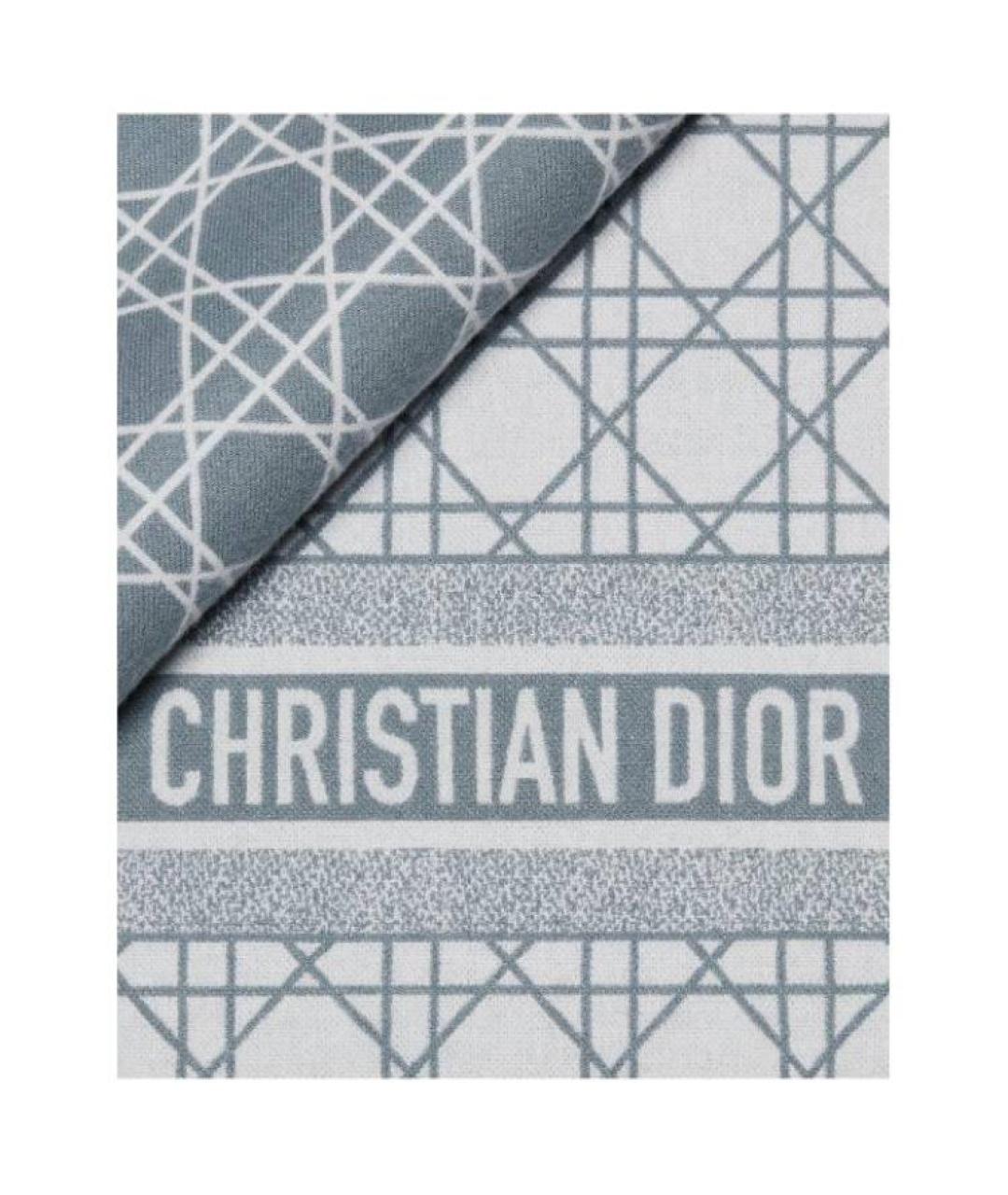CHRISTIAN DIOR Голубой кашемировый шарф, фото 3