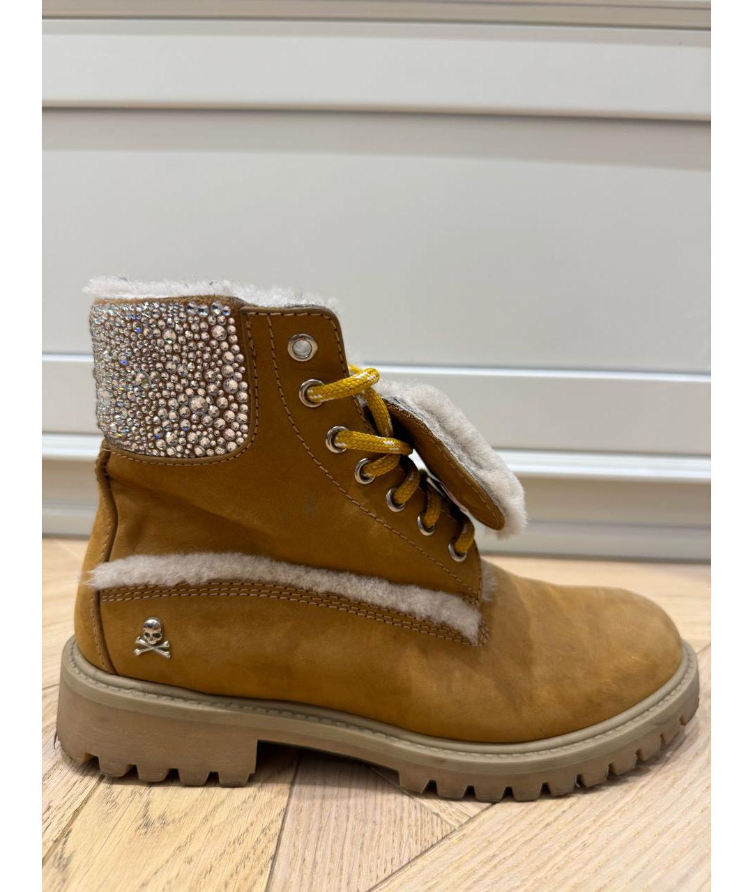 PHILIPP PLEIN Горчичные замшевые ботинки, фото 8
