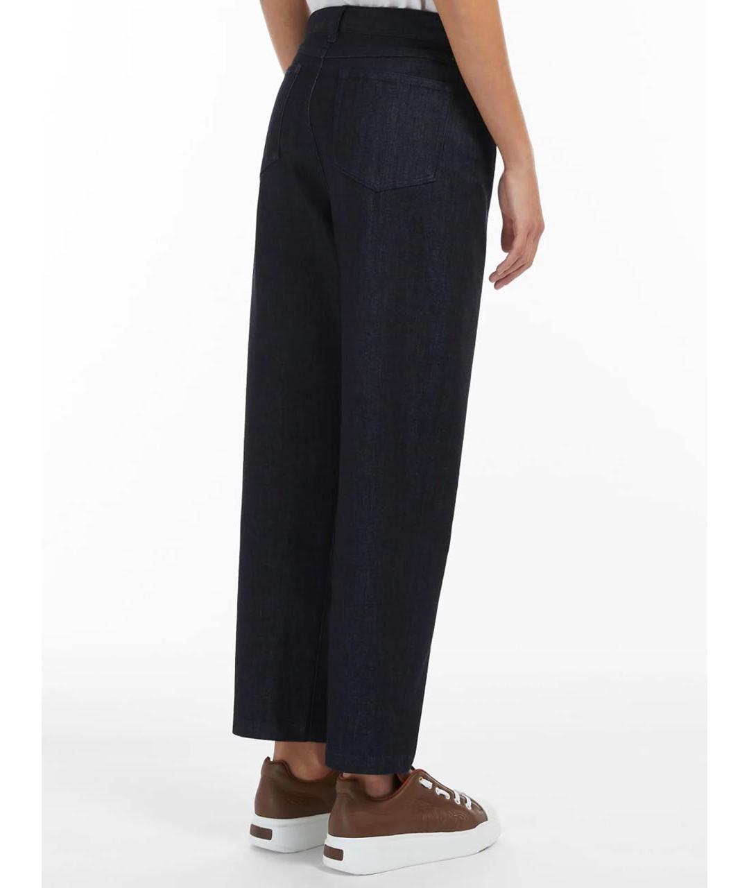 'S MAX MARA Темно-синие хлопко-эластановые прямые джинсы, фото 3
