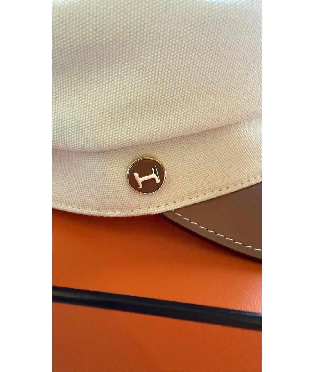 HERMES Бежевая кожаная кепка, фото 4