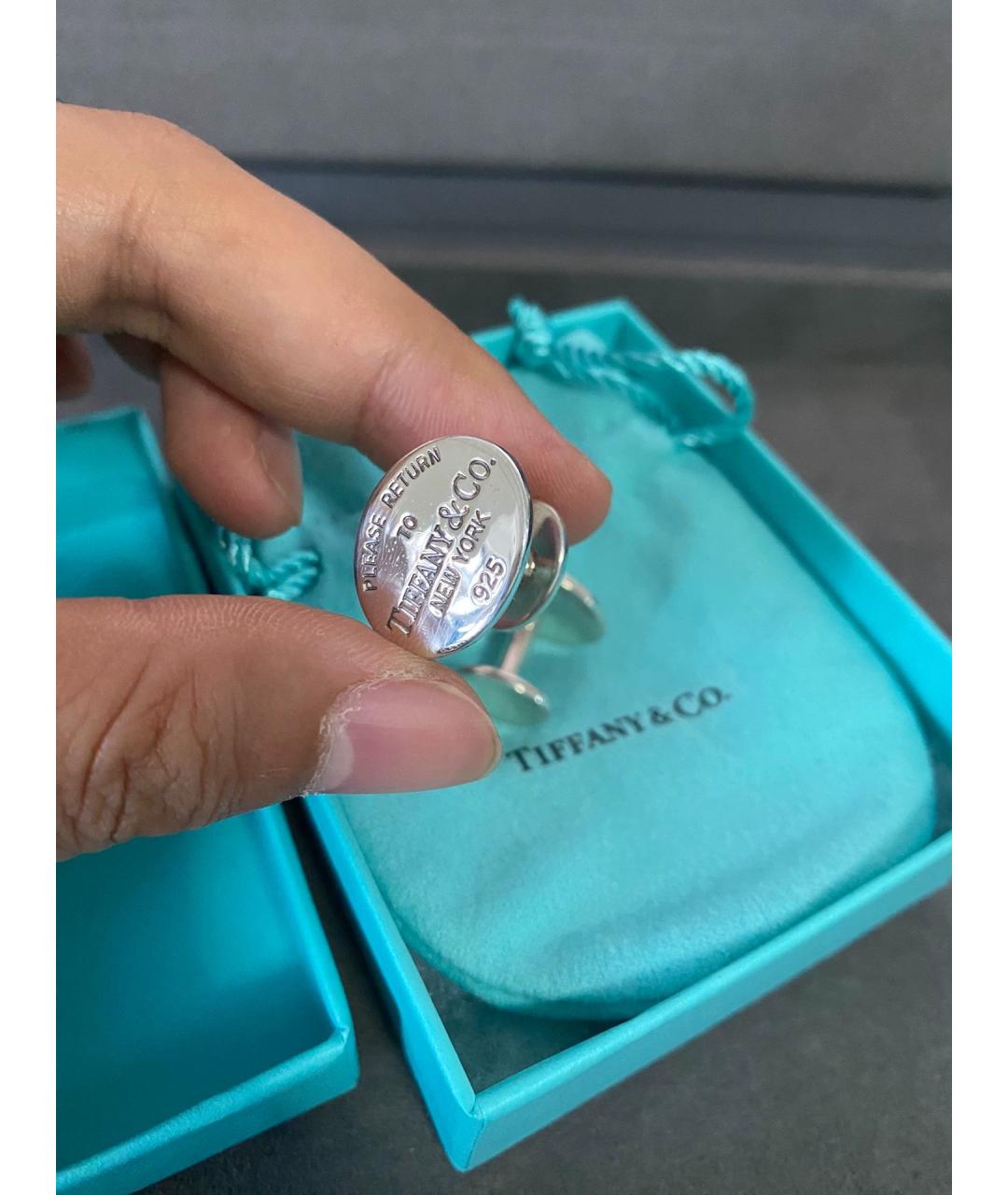 TIFFANY&CO Серебряные серебряные запонки, фото 4