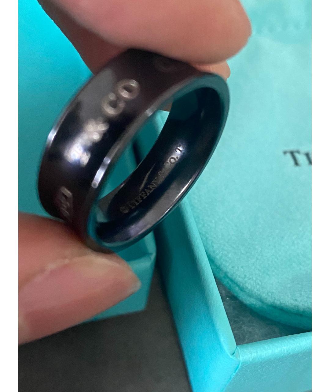 TIFFANY&CO Черное металлическое кольцо, фото 7