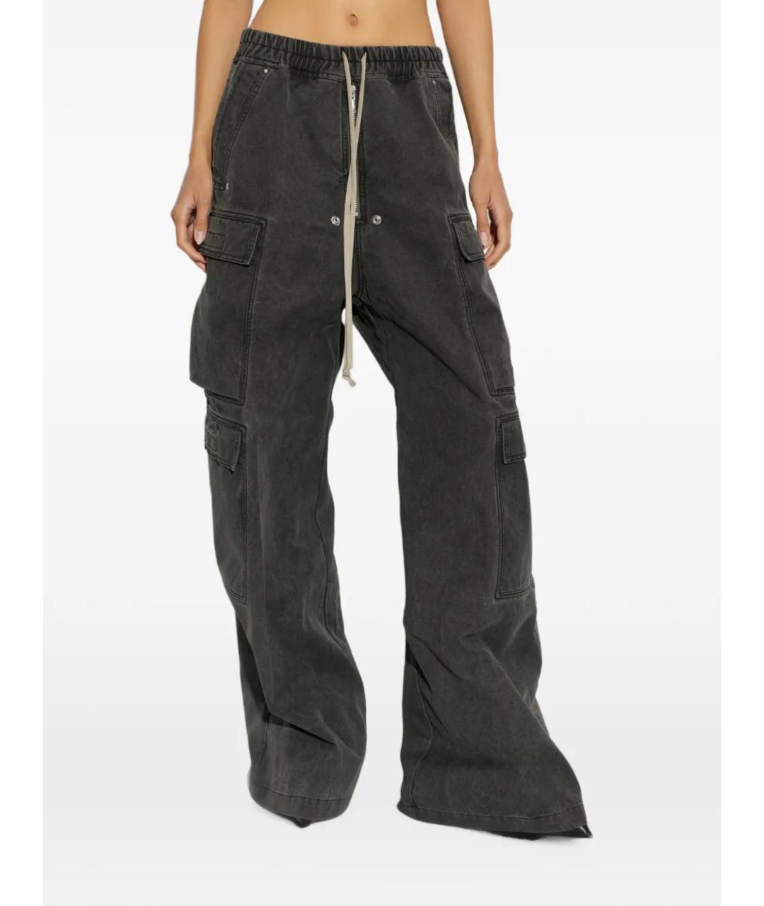 RICK OWENS DRKSHDW Серые хлопковые брюки широкие, фото 3