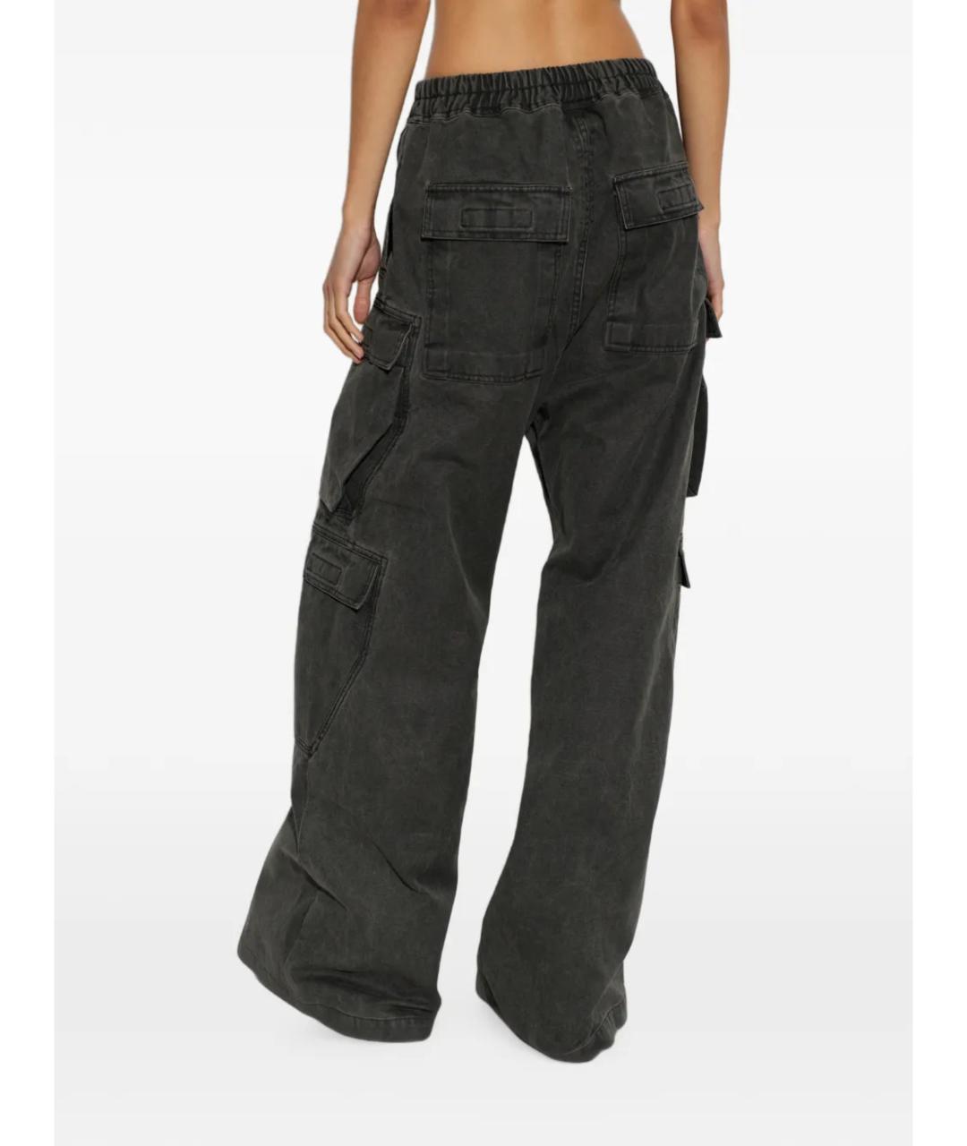 RICK OWENS DRKSHDW Серые хлопковые брюки широкие, фото 4