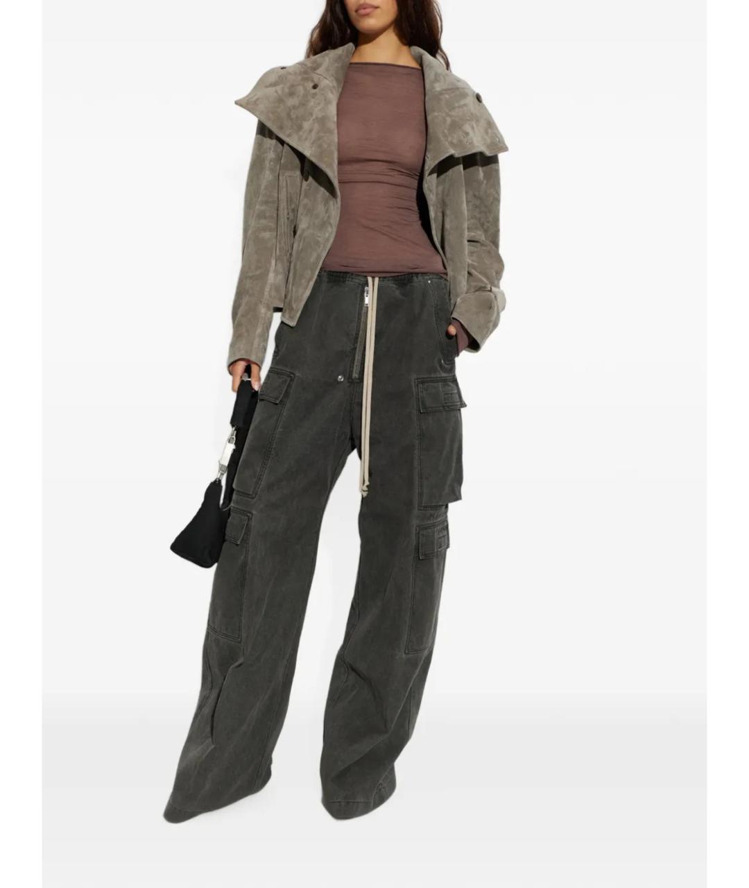 RICK OWENS DRKSHDW Серые хлопковые брюки широкие, фото 2