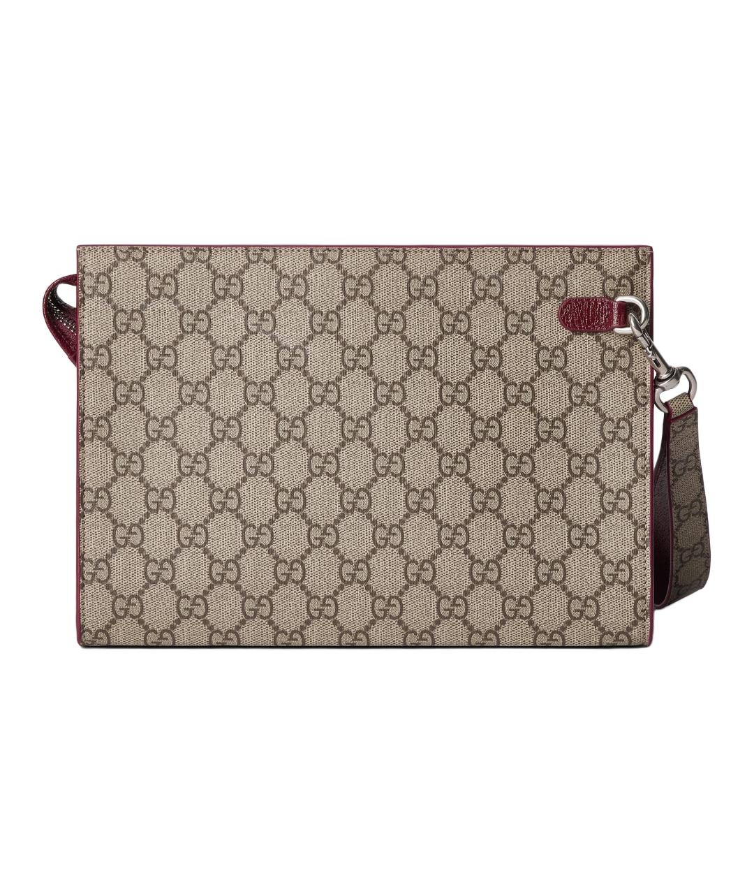 GUCCI Бежевая папка для документов из канвы, фото 3