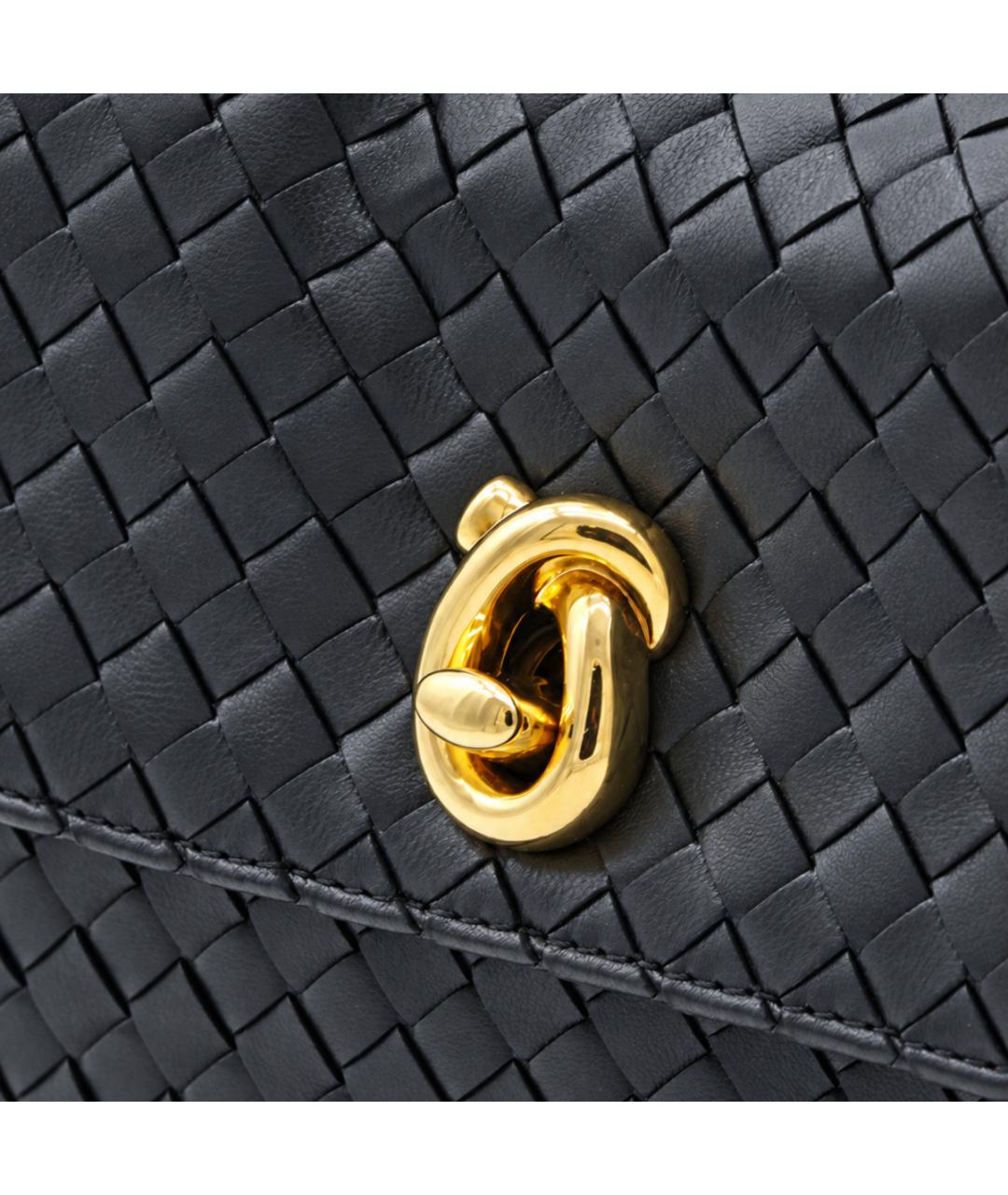 BOTTEGA VENETA Черная кожаная сумка через плечо, фото 4