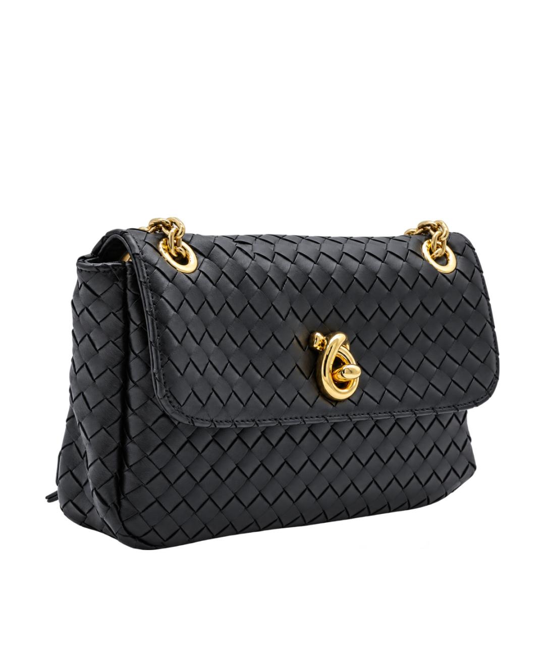BOTTEGA VENETA Черная кожаная сумка через плечо, фото 2