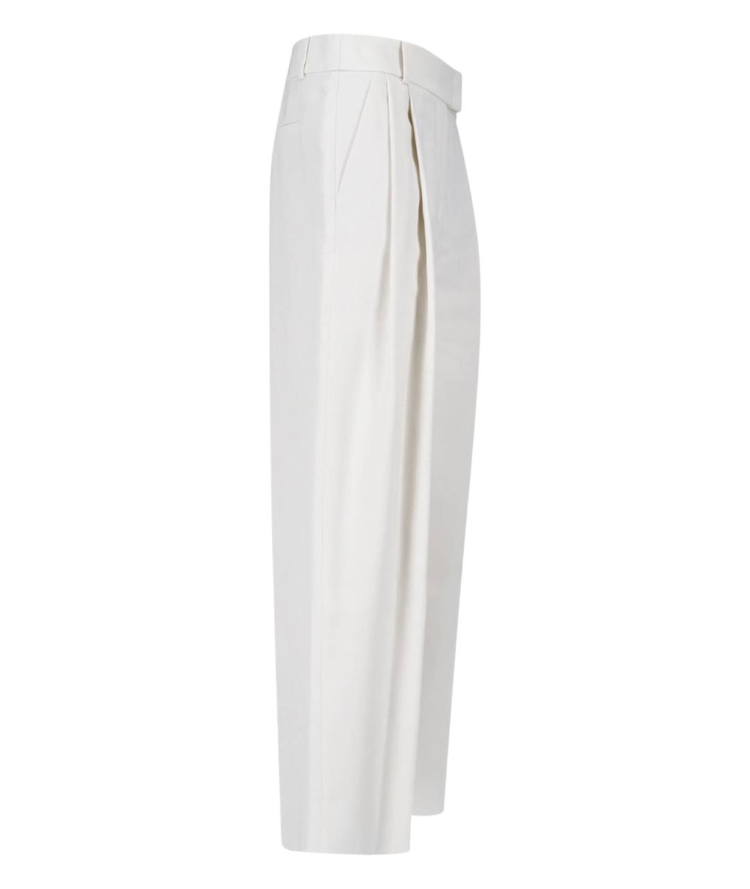 GIORGIO ARMANI Белые шелковые прямые брюки, фото 3