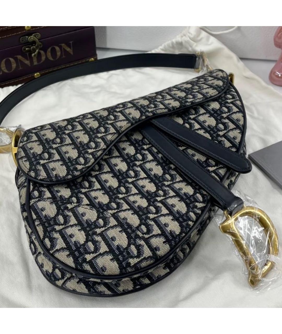 CHRISTIAN DIOR Синяя сумка с короткими ручками из канвы, фото 2