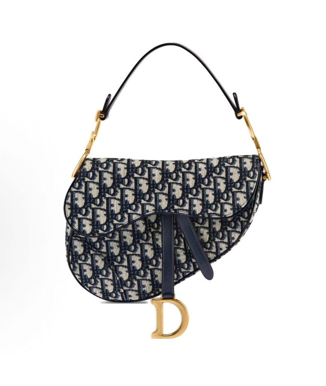 CHRISTIAN DIOR Синяя сумка с короткими ручками из канвы, фото 5