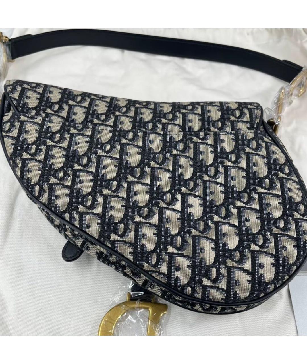 CHRISTIAN DIOR Синяя сумка с короткими ручками из канвы, фото 3