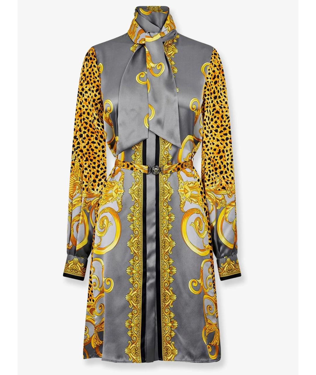 VERSACE Серое шелковое коктейльное платье, фото 7