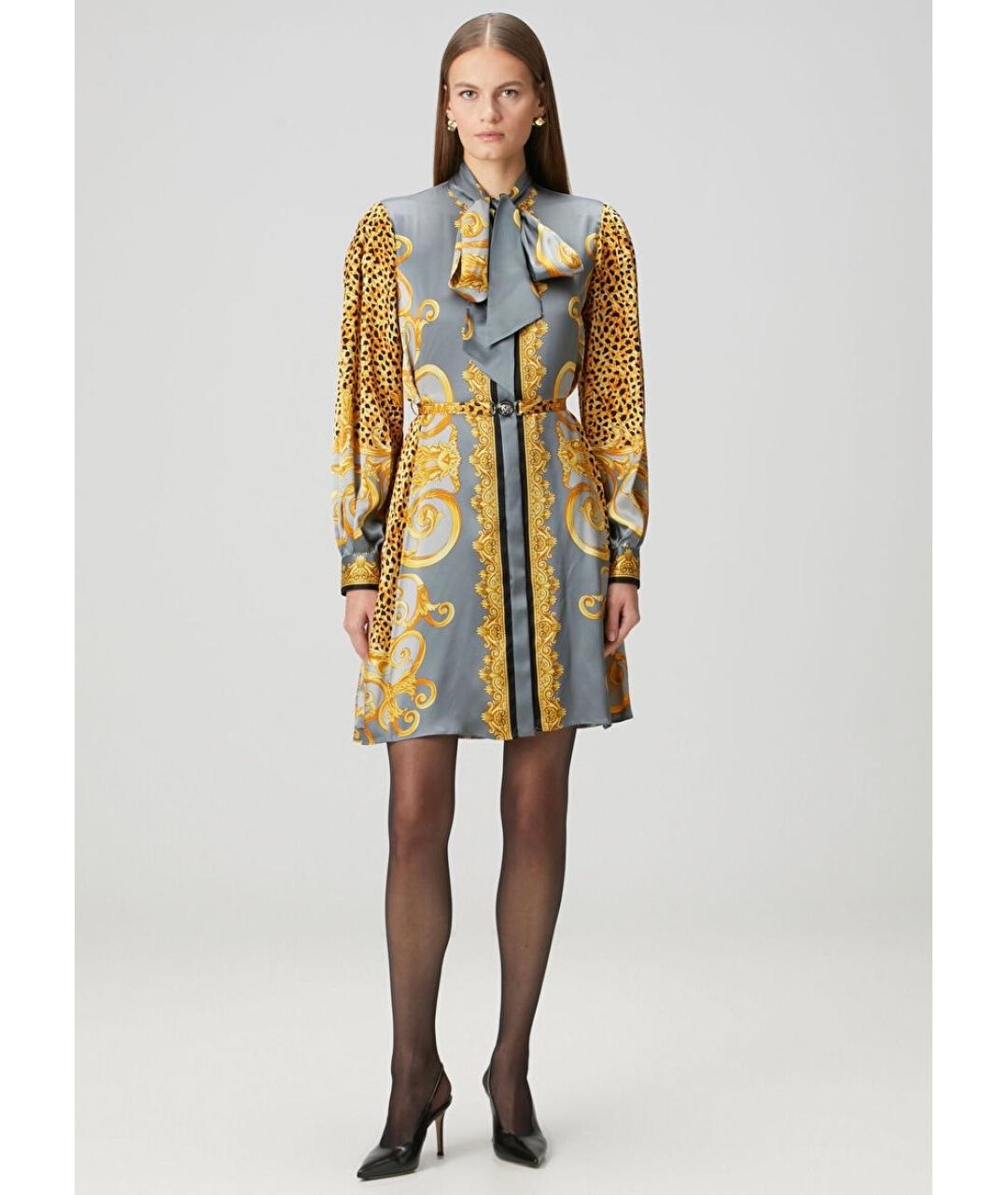 VERSACE Серое шелковое коктейльное платье, фото 3