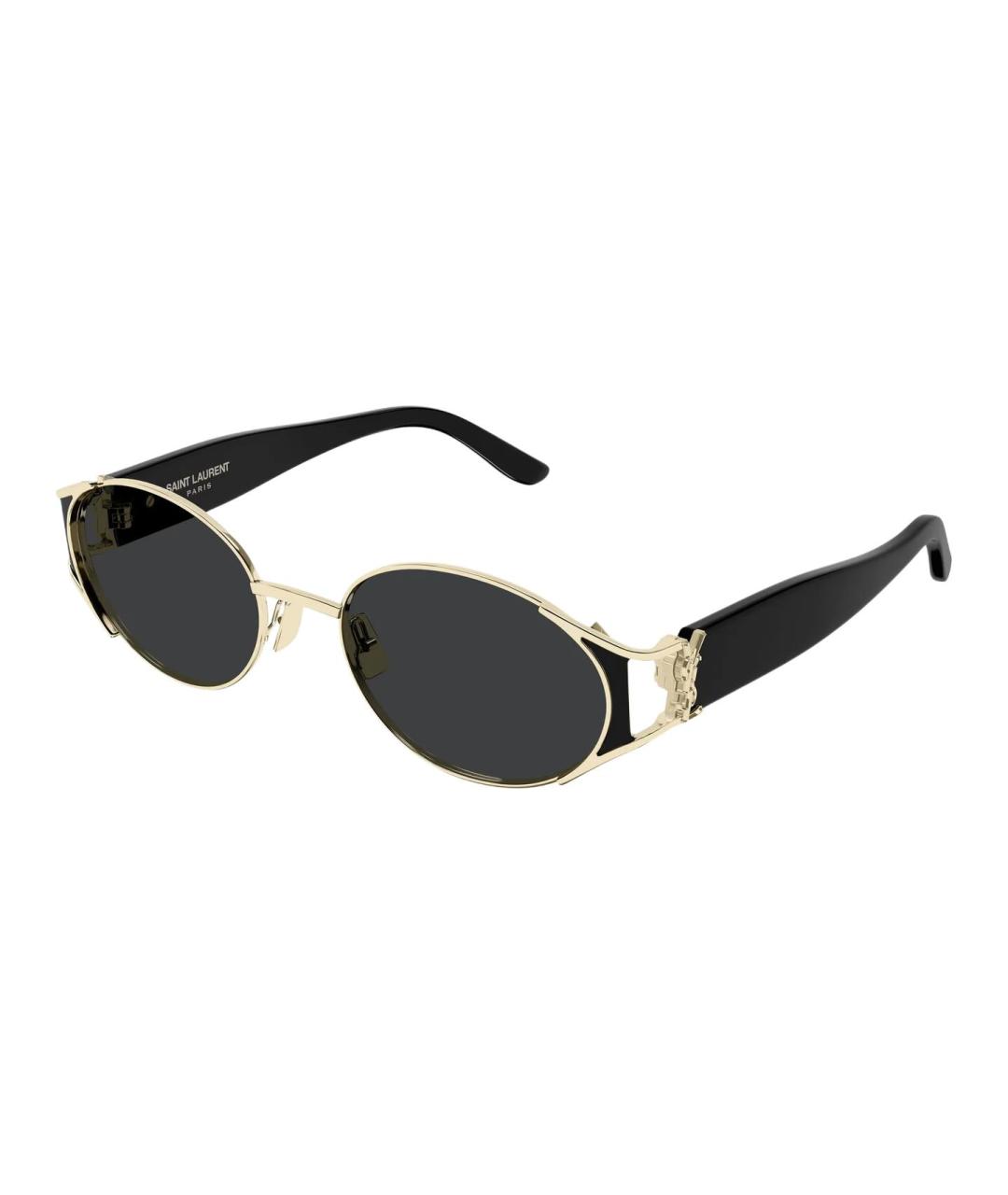 SAINT LAURENT Золотые металлические солнцезащитные очки, фото 1