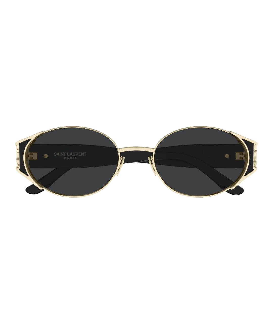 SAINT LAURENT Золотые металлические солнцезащитные очки, фото 2